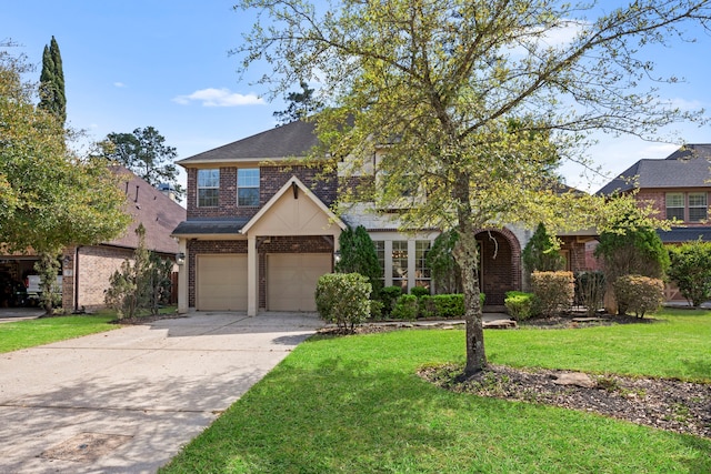 155 Pronghorn Pl, Montgomery, TX 77316 - traditional-style house with brick siding, concrete driveway, and a front yard
