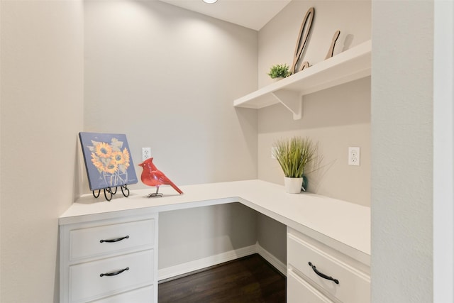 17310 Calico Peak Way, Cypress, TX 77433 - unfurnished office featuring built in desk, dark wood-style floors, and baseboards