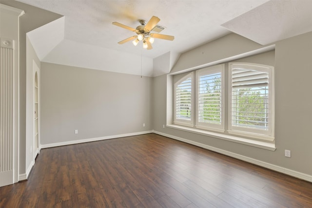 17310 Calico Peak Way, Cypress, TX 77433 - unfurnished room with a ceiling fan, wood finished floors, baseboards, and vaulted ceiling