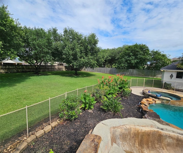 17310 Calico Peak Way, Cypress, TX 77433 - view of yard with a pool with connected hot tub