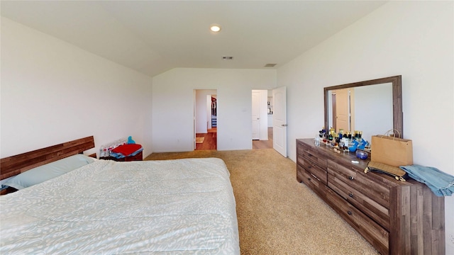 24327 Copperleaf Bay Ln, Spring, TX 77373 - carpeted bedroom with vaulted ceiling and recessed lighting
