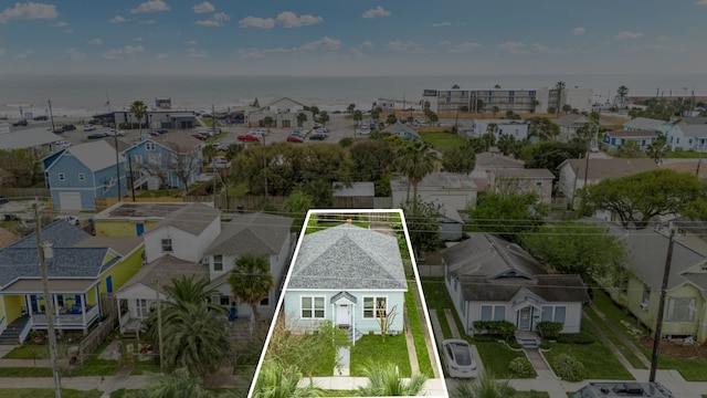 3529 Avenue S, Galveston, TX 77550 - drone / aerial view featuring a residential view and a water view