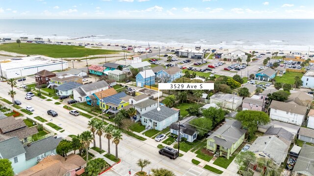 3529 Avenue S, Galveston, TX 77550 - bird's eye view with a water view and a residential view