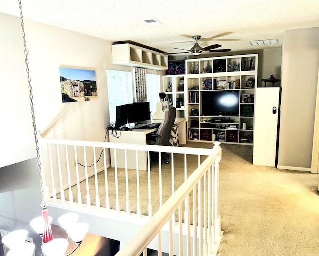 18146 River Sage Dr, Houston, TX 77084 - carpeted office space featuring a ceiling fan