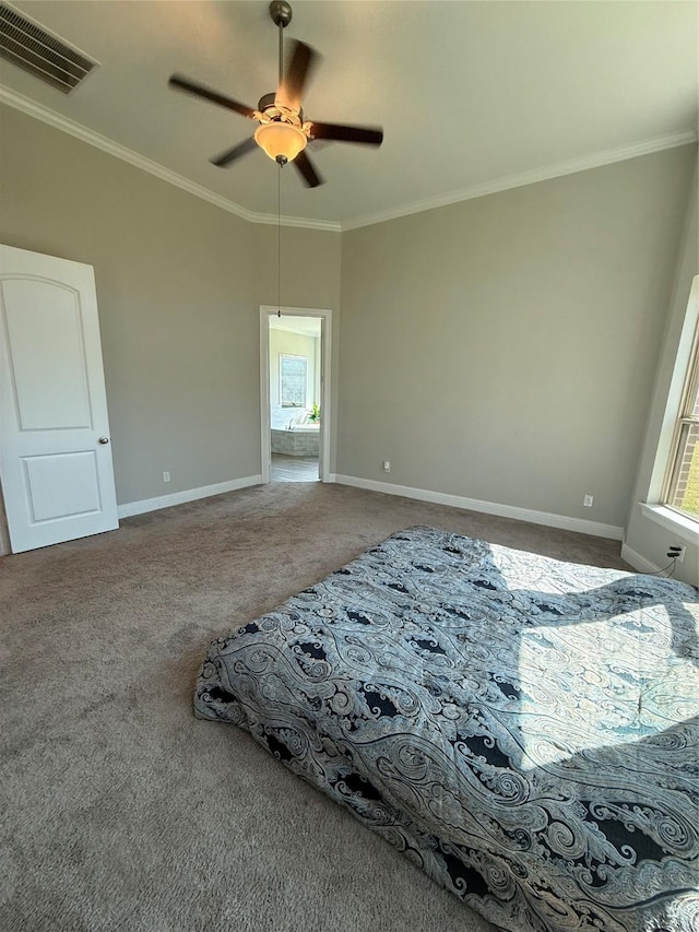 29431 Amber Meadows Ct, Katy, TX 77494 - unfurnished bedroom with baseboards, visible vents, carpet, and ornamental molding