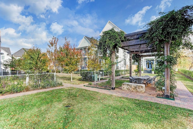 8754 Park Kolbe Ln, Houston, TX 77080 - view of yard with fence, a patio area, and a pergola