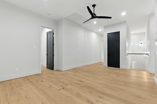 6536 Community Dr, West University Place, TX 77005 - spare room featuring attic access, a ceiling fan, light wood finished floors, and recessed lighting