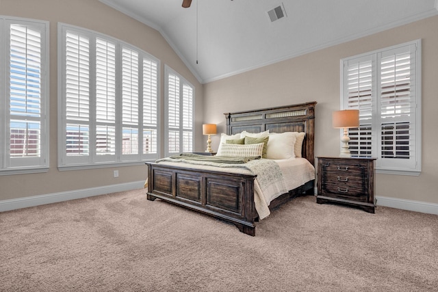 2316 Iron Ridge Ln, Friendswood, TX 77546 - bedroom featuring baseboards, ornamental molding, carpet floors, and visible vents