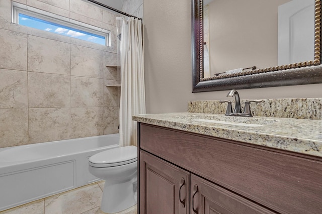 2316 Iron Ridge Ln, Friendswood, TX 77546 - full bath featuring vanity, shower / tub combo with curtain, and toilet