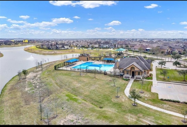 2316 Iron Ridge Ln, Friendswood, TX 77546 - drone / aerial view featuring a water view and a residential view