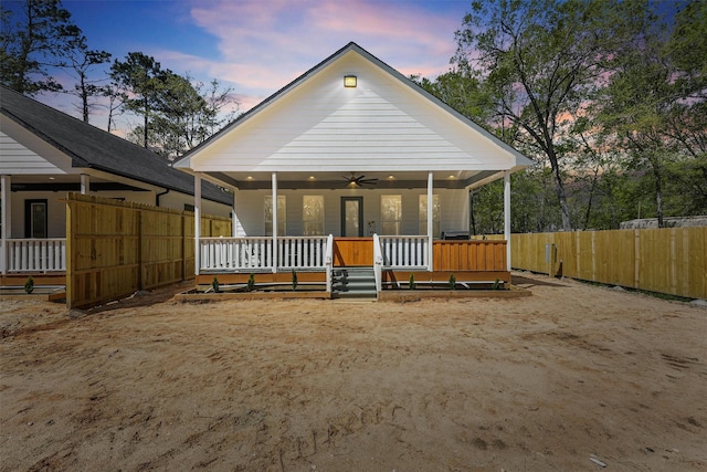 200 Canary St, Point Blank, TX 77364 - view of front of home with a porch, fence, and ceiling fan