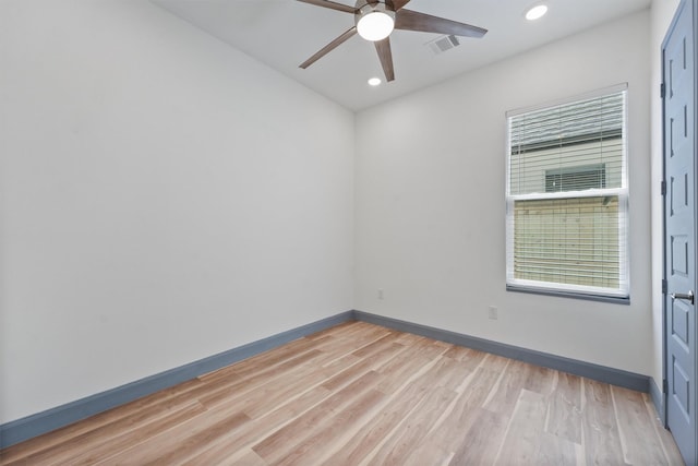 200 Canary St, Point Blank, TX 77364 - unfurnished room featuring light wood-type flooring, a ceiling fan, baseboards, and recessed lighting