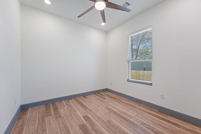 200 Canary St, Point Blank, TX 77364 - spare room featuring a ceiling fan, light wood-style flooring, baseboards, and recessed lighting