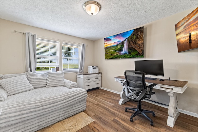 3358 County Road 172, Alvin, TX 77511 - office space with baseboards, a textured ceiling, and wood finished floors