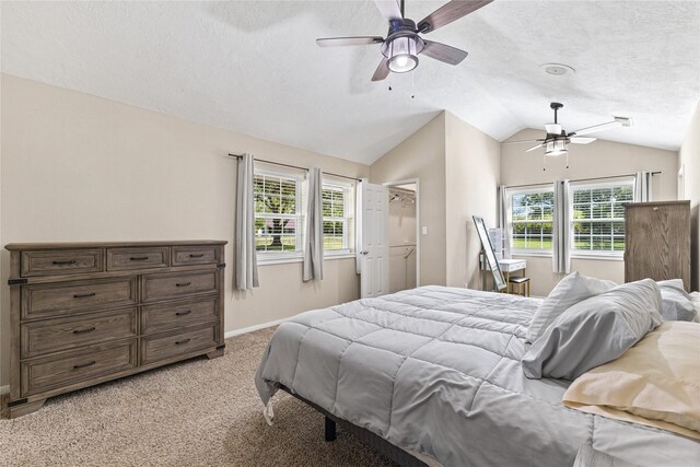 3358 County Road 172, Alvin, TX 77511 - bedroom featuring vaulted ceiling, baseboards, multiple windows, and light colored carpet
