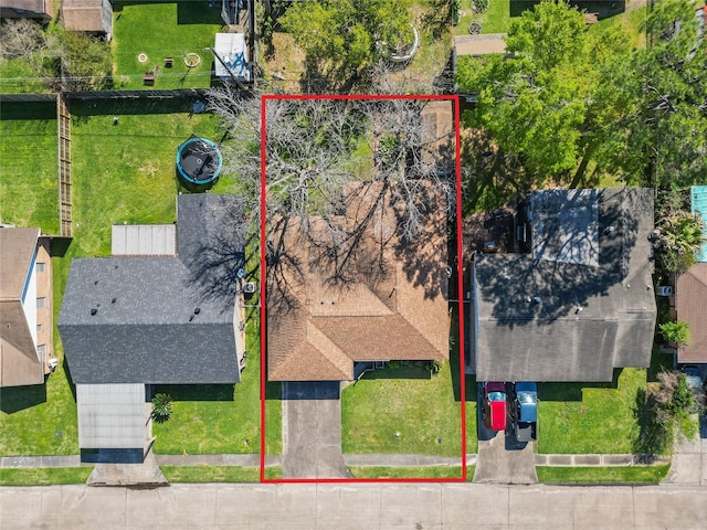 1403 Marlock Ln, Pasadena, TX 77502 - aerial view of property and surrounding area featuring property parcel outlined