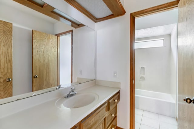 16002 Castaway Ct, Crosby, TX 77532 - bathroom with tile patterned floors and vanity