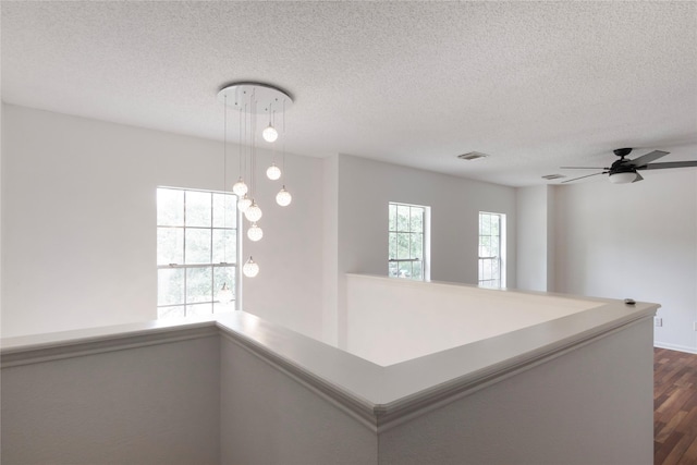 18911 Brownstone Mills Dr, Cypress, TX 77433 - hallway with dark wood-type flooring, a textured ceiling, and baseboards