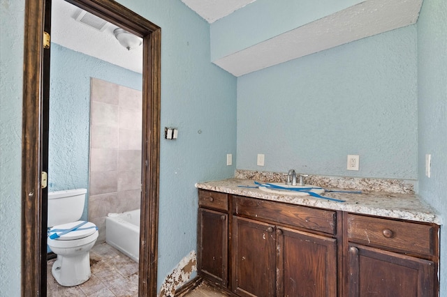 5401 Bayou Dr, Dickinson, TX 77539 - bathroom with a shower, vanity, toilet, a tub to relax in, and visible vents