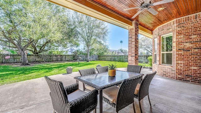 4210 Wentworth Dr, Fulshear, TX 77441 - view of patio / terrace featuring ceiling fan and outdoor dining area