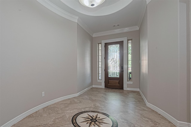 4210 Wentworth Dr, Fulshear, TX 77441 - entryway with baseboards, ornamental molding, and inlaid floor details