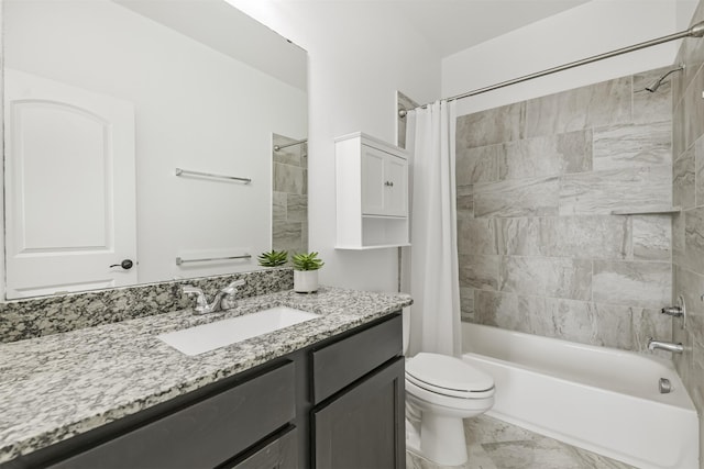 20207 Desert Foal Dr, Tomball, TX 77377 - bathroom featuring toilet, shower / tub combo with curtain, and vanity