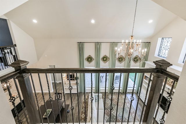 20207 Desert Foal Dr, Tomball, TX 77377 - detailed view of a chandelier, recessed lighting, and wood finished floors