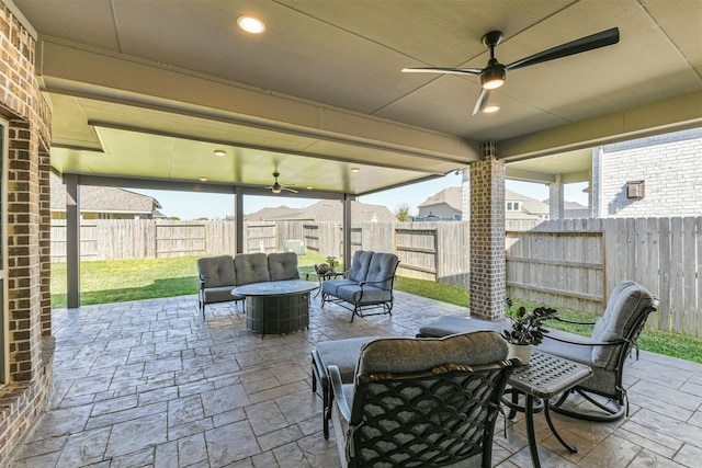 20207 Desert Foal Dr, Tomball, TX 77377 - view of patio featuring an outdoor hangout area and ceiling fan