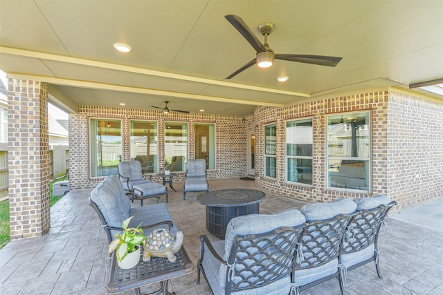 20207 Desert Foal Dr, Tomball, TX 77377 - view of patio with an outdoor living space and a ceiling fan
