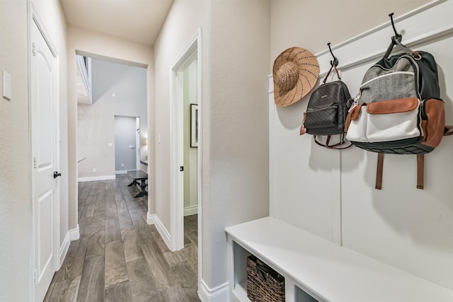 20207 Desert Foal Dr, Tomball, TX 77377 - mudroom with baseboards and wood finished floors