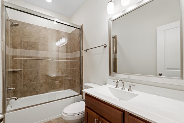 full bathroom with toilet, vanity, and washtub / shower combination
