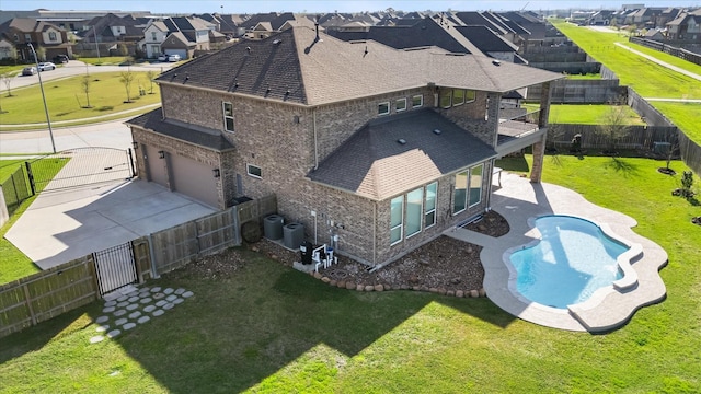 drone / aerial view with a residential view