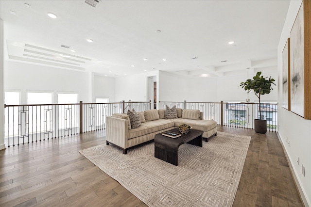 4670 Cedar St, Bellaire, TX 77401 - living room with wood finished floors, recessed lighting, and healthy amount of natural light