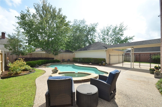 4242 Noble Oak Trl, Houston, TX 77059 - view of pool with a fenced backyard, a patio, and a pool with connected hot tub
