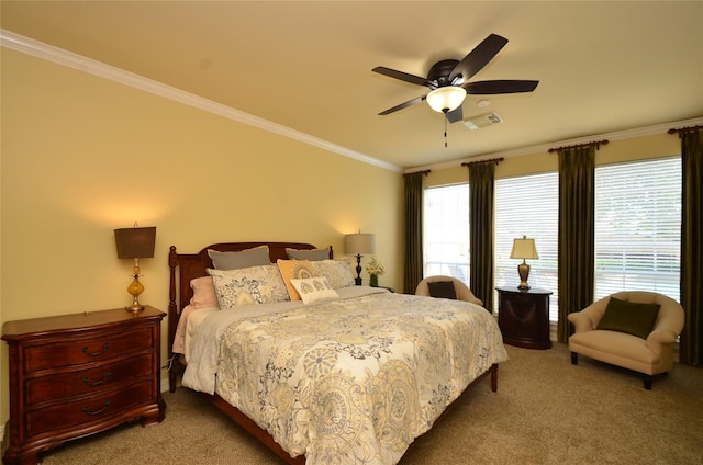 4242 Noble Oak Trl, Houston, TX 77059 - carpeted bedroom featuring crown molding and a ceiling fan