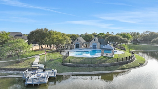 exterior space featuring a water view