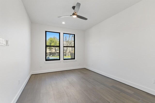 12838 Verdi Dr, Houston, TX 77024 - empty room with baseboards, ceiling fan, recessed lighting, and dark wood finished floors