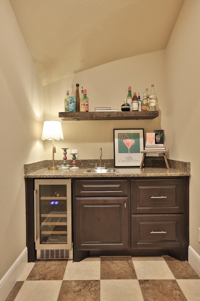15614 Lake Iris Dr, Houston, TX 77070 - indoor wet bar featuring wine cooler and lofted ceiling