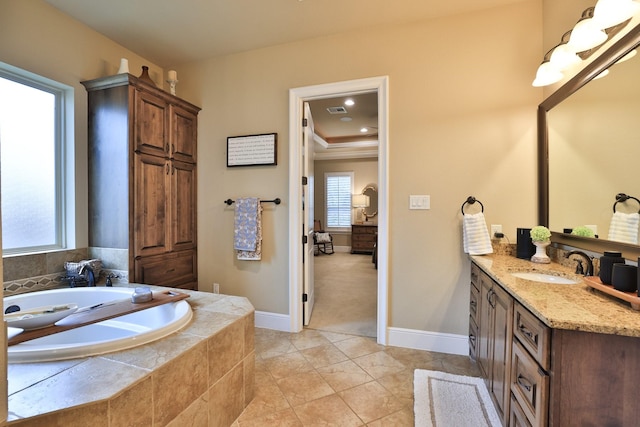 15614 Lake Iris Dr, Houston, TX 77070 - full bathroom featuring vanity, a garden tub, and tile patterned floors