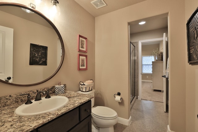 15614 Lake Iris Dr, Houston, TX 77070 - full bathroom with a shower stall, vanity, tile patterned flooring, and recessed lighting