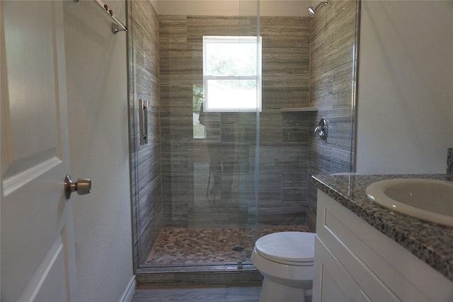 14848 Lamar Rd, Willis, TX 77378 - bathroom featuring vanity, toilet, and a shower stall