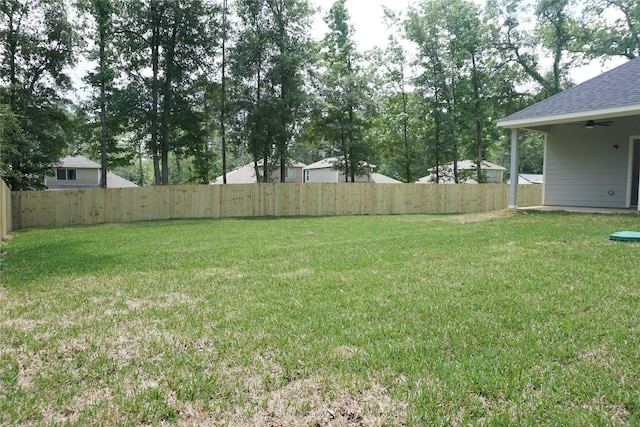 14848 Lamar Rd, Willis, TX 77378 - view of yard with a fenced backyard and ceiling fan