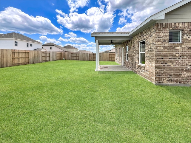 1826 Temple Grove Dr, Iowa Colony, TX 77583 - view of yard featuring ceiling fan and a patio area