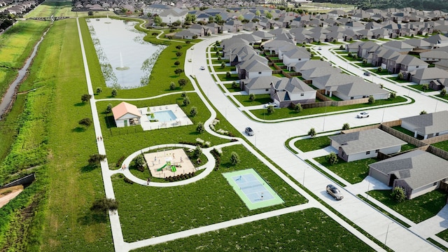 672 Woodhaven Lakes Dr, La Marque, TX 77568 - birds eye view of property featuring a residential view and a water view