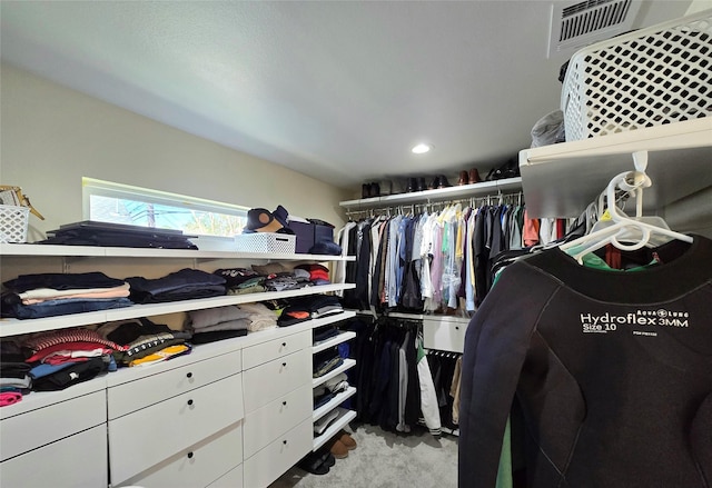 spacious closet with visible vents