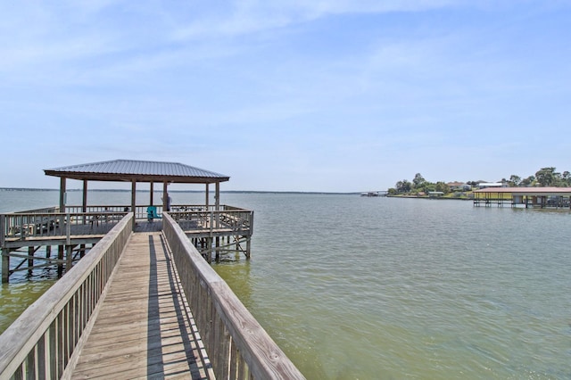 view of dock featuring a water view