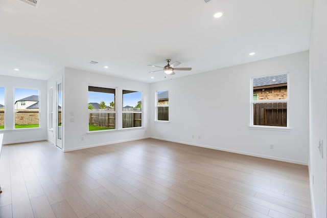 28810 Copper Ridge Dr, Fulshear, TX 77441 - empty room featuring a ceiling fan, wood finished floors, and recessed lighting