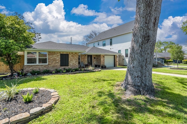 2007 Lamonte Ln, Houston, TX 77018 - view of front of house with a garage, brick siding, a front lawn, and concrete driveway