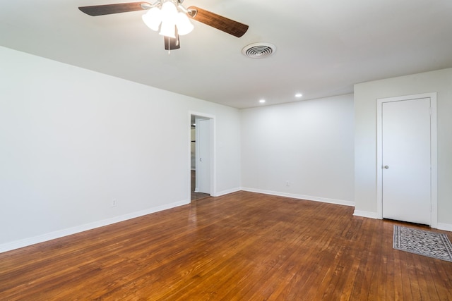 2007 Lamonte Ln, Houston, TX 77018 - unfurnished room with hardwood / wood-style flooring, visible vents, baseboards, recessed lighting, and a ceiling fan