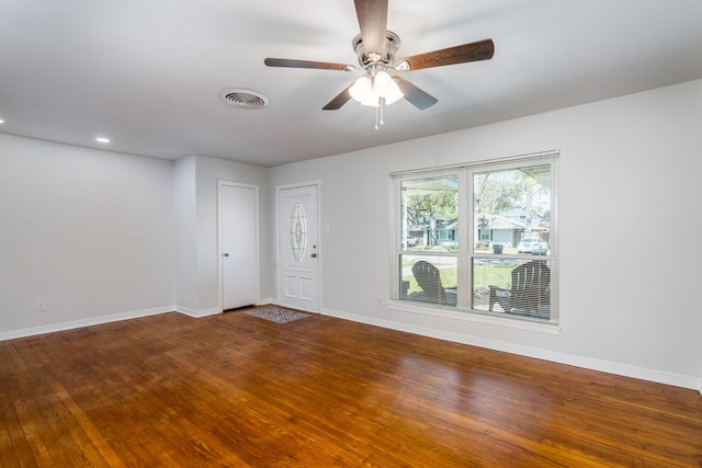 2007 Lamonte Ln, Houston, TX 77018 - spare room featuring wood finished floors, ceiling fan, visible vents, and baseboards